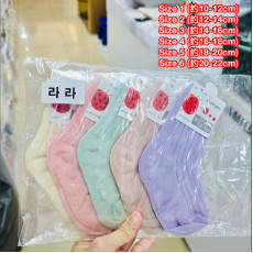 韓國連線 - (女仔) 直紋馬卡龍兒童短襪 (1套5對)